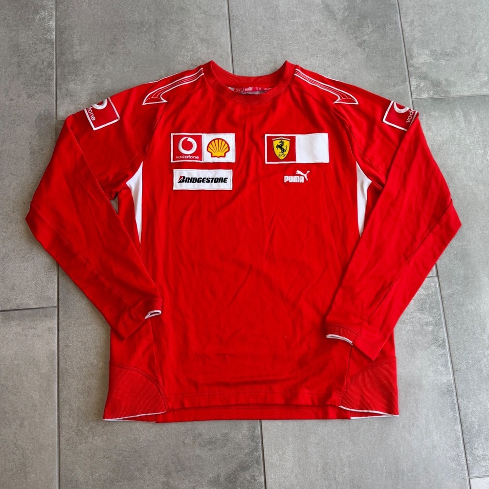 Puma Ferrari F1 Racing Sweatshirt Mens Medium Red Vodafone Shell Bridgestone